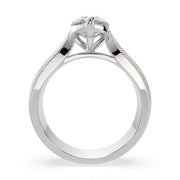 Valentina Pear Cut Solitaire Tapered Milgrain Engagement Ring Setting - Nivetta